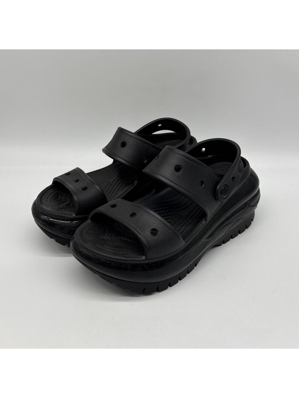 Crocs Classic Mega Crush Sandal Unisex Thick Soled Sandals Black M4/W6